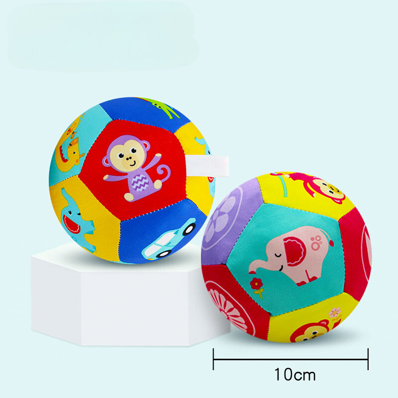 Bola de chocalho de pano macio para bebê, bola recheada com sino, brinquedos interativos de animais de desenho animado, brinquedos educativos, 0-12 meses