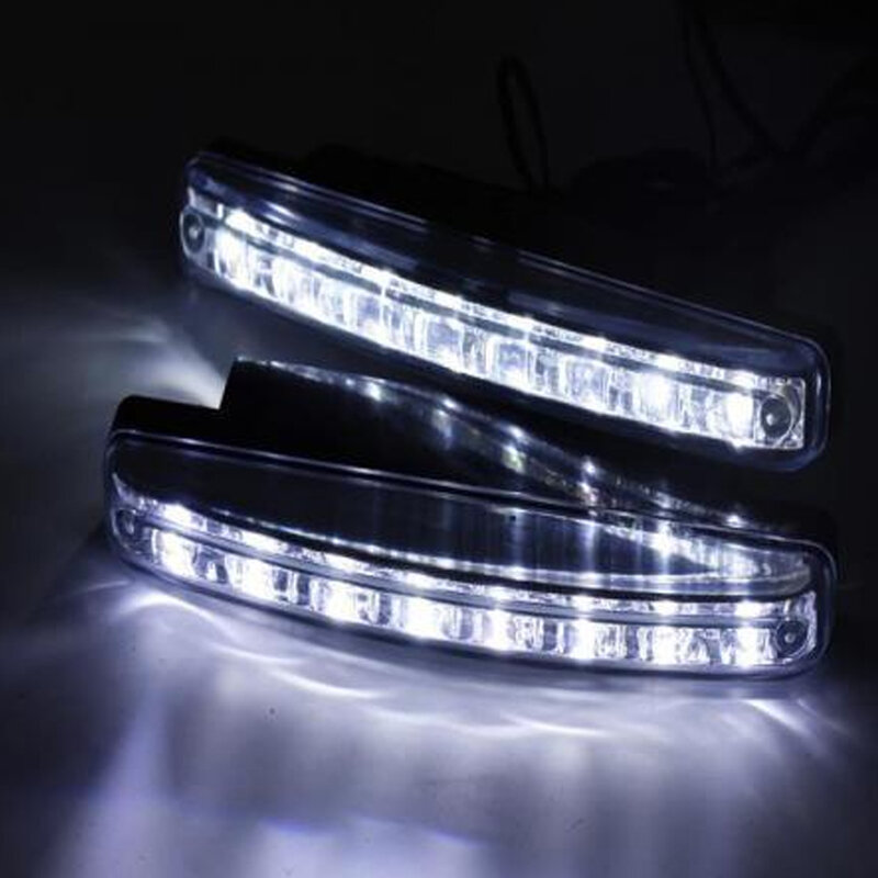 Lumière LED universelle de voiture 12V 8, 1 pièce, lampe d'avertissement de course de jour, lumière de conduite, lumière blanche Super brillante, lampe auxiliaire