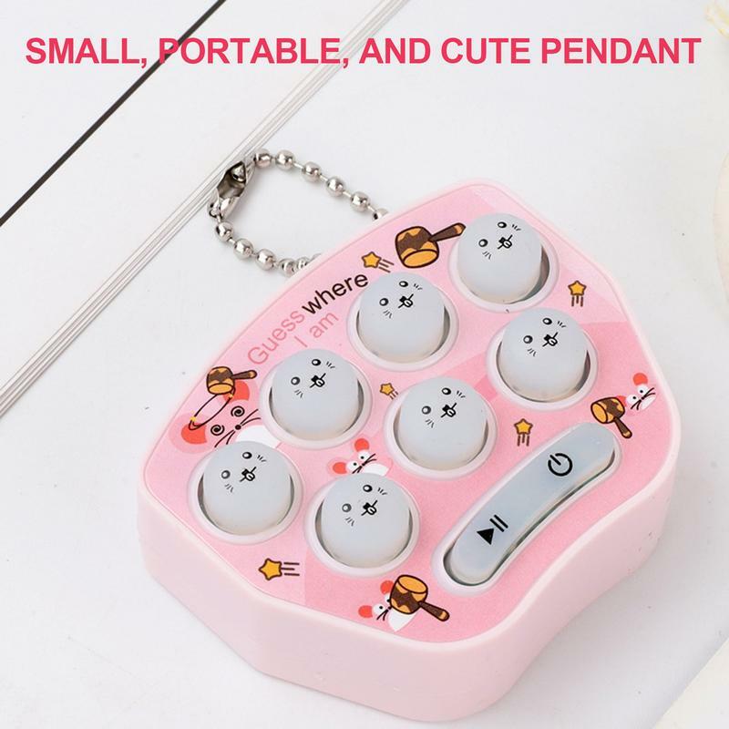 cartoon pattern whack a mole electronic decompression toy Mini handheld game console keychain backpack pendant small gift