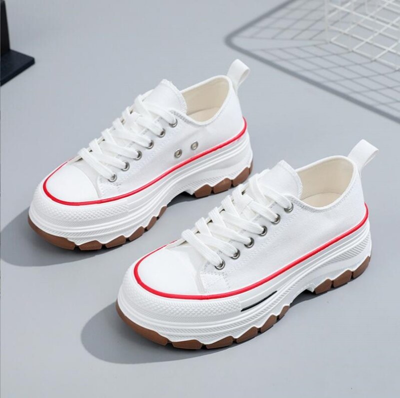 Canvas Shoes Women Casual Sports Running Round Toe Flats Women Platform Shoes Summer Leisure Walking Shoes with Thick Soles