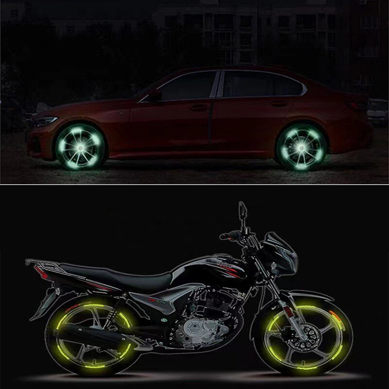 รถยางขอบสติกเกอร์สะท้อนแสง Night Safety คำเตือน Strip รถจักรยานยนต์จักรยาน Auto ล้อ Hub สะท้อนแสงสติ๊กเกอร์20/40pcs