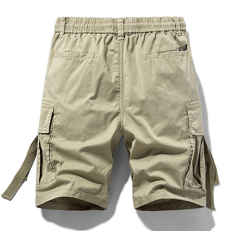 Pantalones cortos de algodón con múltiples bolsillos para hombre, Shorts informales de color liso para la playa, para correr, novedad de verano