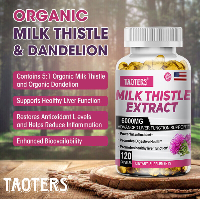 Milk Thistle Capsules Contain Artichoke and Dandelion To Promote Liver Toxin Removal and Are Powerful Antioxidantsanddetoxifiers