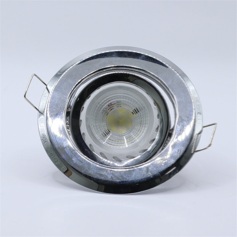 Lámpara de luz Interior de hierro cromado, GU10 MR16, agujero de corte redondo, 62mm, marco de fijación