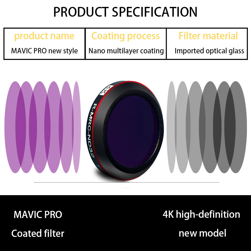 DJI-Malic Pro Drone Filter, polarização UV, capa protetora com círculo vermelho, escurecimento ND, CPL, acessórios de proteção