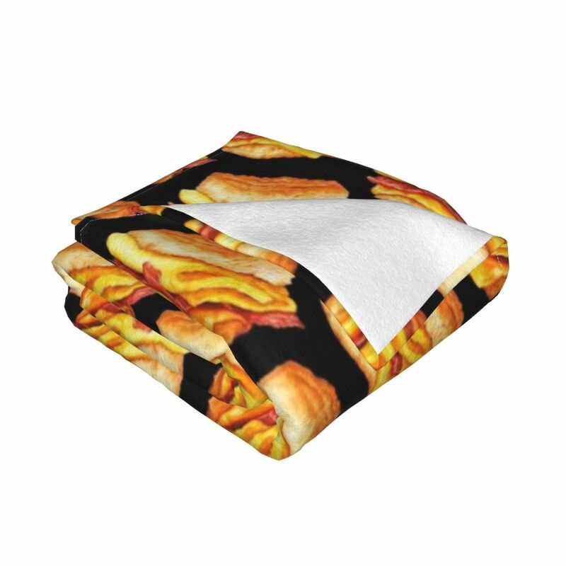 Bacon Egg and Cheese Sandwich Pattern Throw Blanket for Baby, Cobertores pretos macios, Cobertores de flanela pesada de luxo