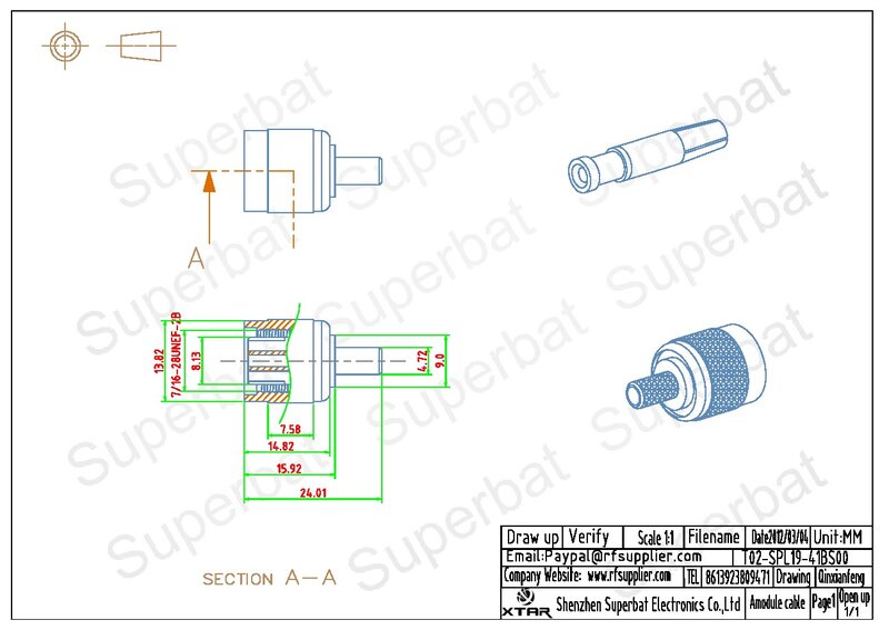Superbat RP-TNC Crimp Mannelijke (Vrouwelijke Pin) Rf Coaxiale Connector Voor Rg58 Rg400 Lmr195 Kabel