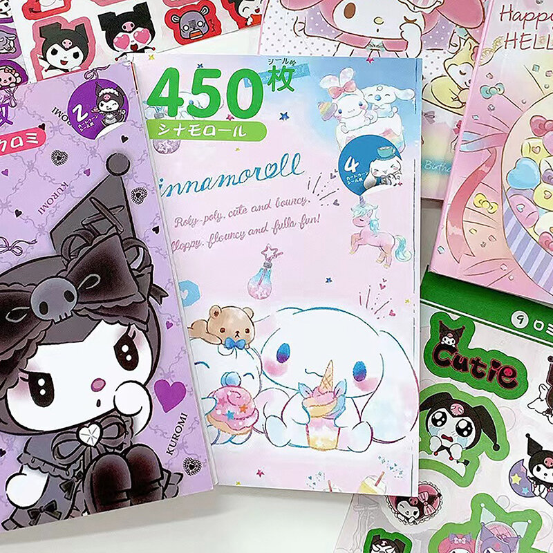 450Pcs/set Sanrio Sticker Book Card Cartoon Kawaii Kuromi Sticker Hand Account Decoration For Girls Gifts