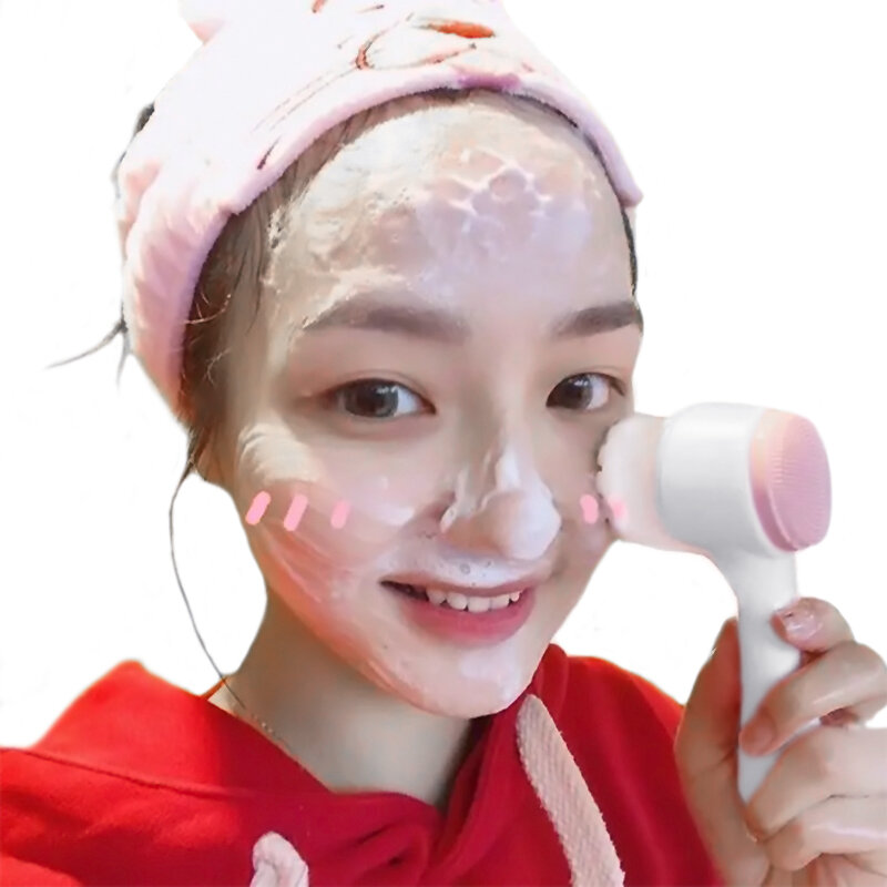 Lavagem de rosto remover escova de maquiagem dupla face massagem esfoliate fibre silicone ferramenta de limpeza facial espuma de limpeza cravos