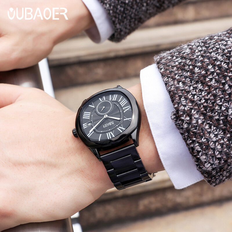 2023 mężczyźni OUBAOER oglądają zegarki kwarcowe męskie rzymskie cyfry nylonowe Bule biznesowe zegarki na rękę na co dzień 2023 prezent dla chłopaka