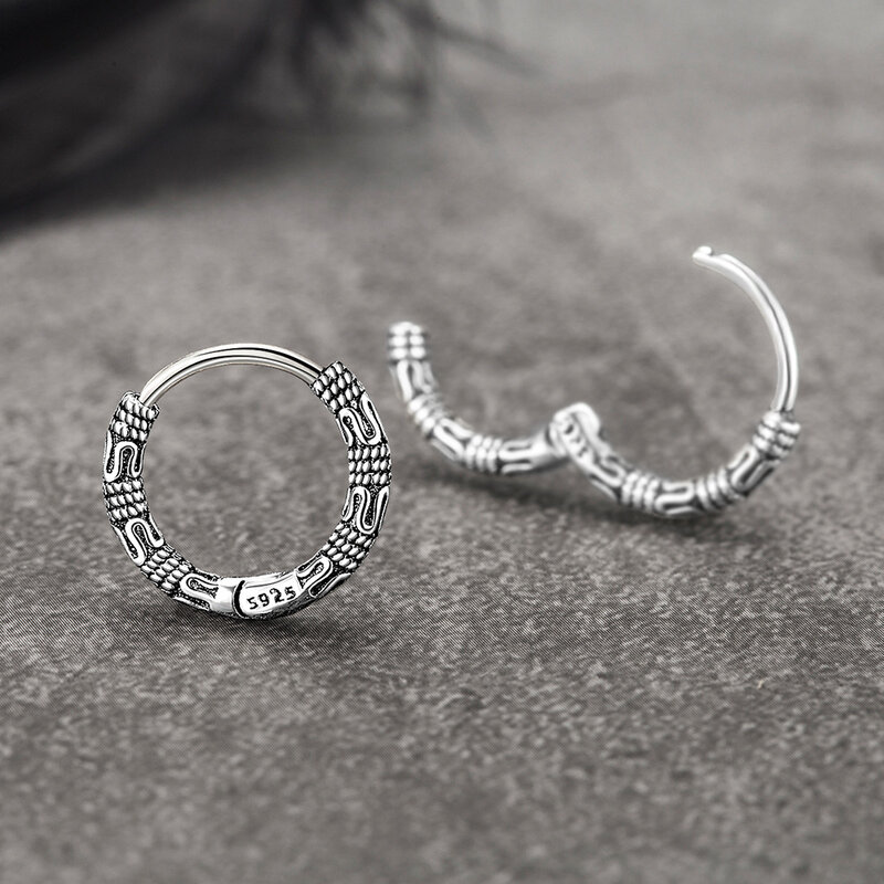 Vintage 925 sterling zilveren hoepel oorbellen patroon oorbel voor vrouwen zilveren sieraden korea nieuw