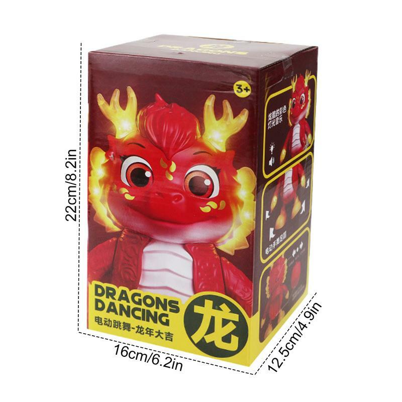 Phtaltoy électrique Dragon dessin animé, jouet Dragon dos, thème Dragon, année, éclairage, balançoire, musique, ornement pour
