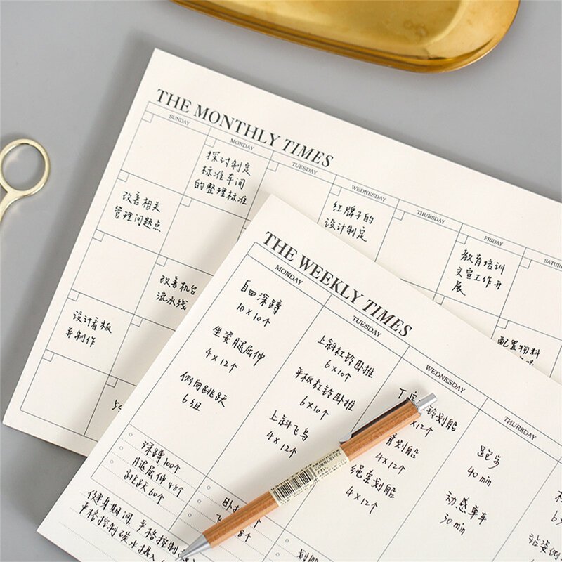 Daily Weekly Monthly Planner Notebook Tearable To Do List Memo Pad Efficient Agenda Schedule Organizer Office Supplies