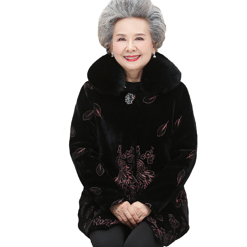 Abbigliamento da donna di mezza età e anziana per le mamme cappotto di pelliccia di visone invernale vestiti della nonna cappotto di cotone giacca più velluto addensato
