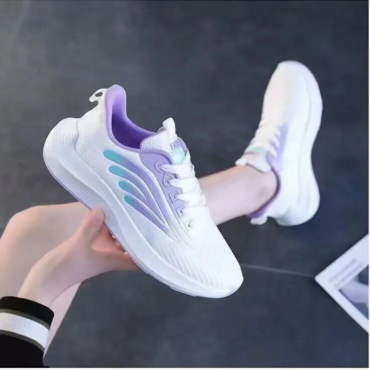 Women's Running Shoes Mesh Breathable Soft Sole Height Increase Round Toe Lace-up Sports Shoes Light Weight Casual Outdoor