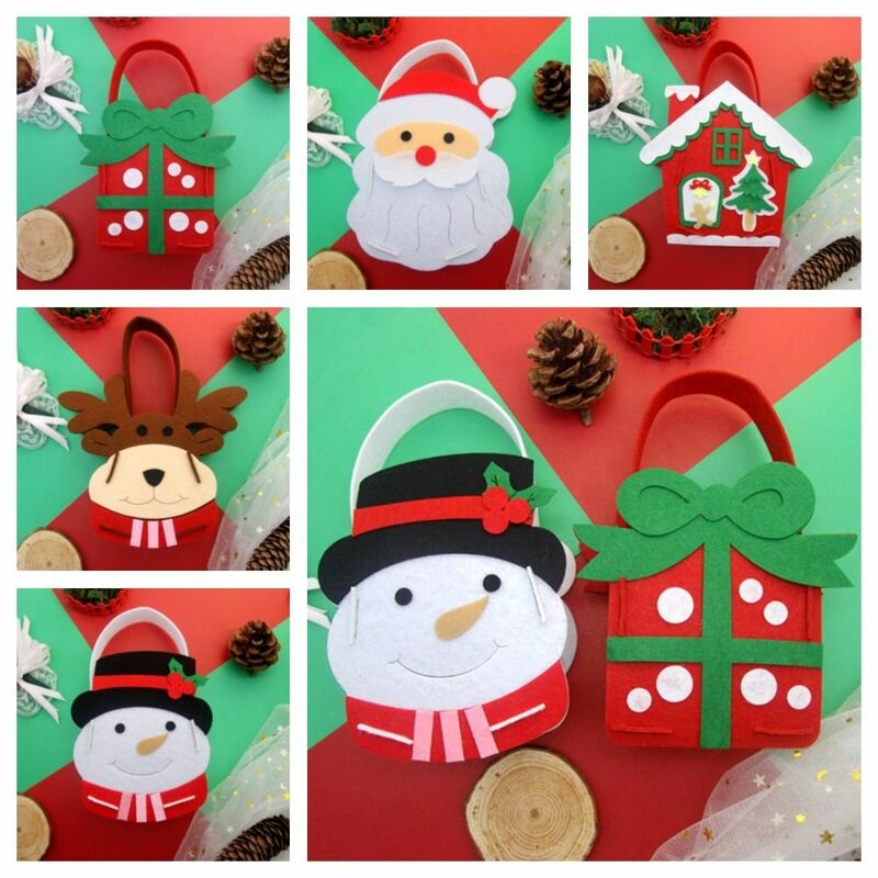 집 장식 DIY 크리스마스 사탕 가방, 부직포 원단 눈사람, 휴대용 엘크 핸드백 아버지 크리스마스 산타 클로스