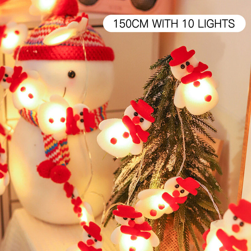 عيد الميلاد ثلج سانتا سلسلة أضواء ، والكامل من الشعور جو دافئ ، زخرفة شجرة