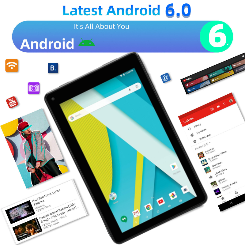 Nieuwe 7 Inch Android 6.0 Kids Tablet Pc 1Gb + 16Gb Quad Core Bluetooth-Compatibel 1024X 600ips Kinderen Tablets Met Siliconen Hoesje
