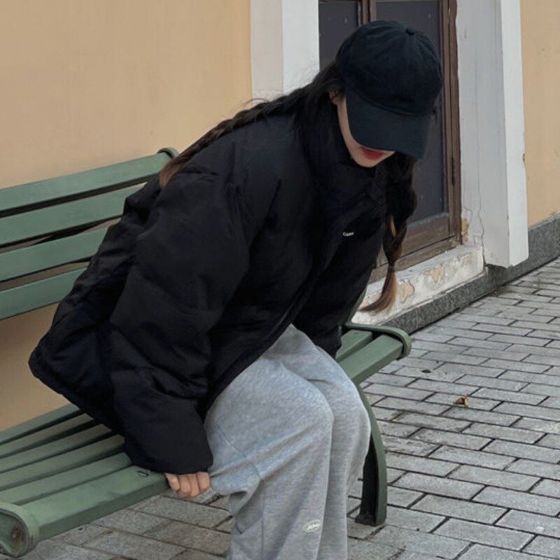 Jaket Down parka wanita, mantel musim dingin longgar tebal hangat Waktu santai serbaguna 2023