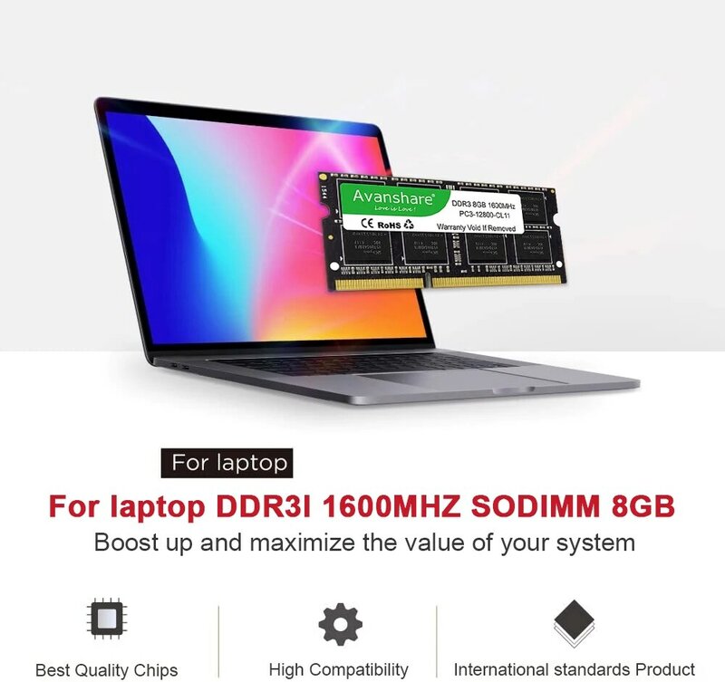 Avanshare-memoria Ram DDR3, DDR3L, DDR4, Sodimm, 4GB, 8GB, 16GB, 1333MHz, 1600MHz, 2400MHz, 2666MHz, PC4, PC3L, PC3, ordenador portátil