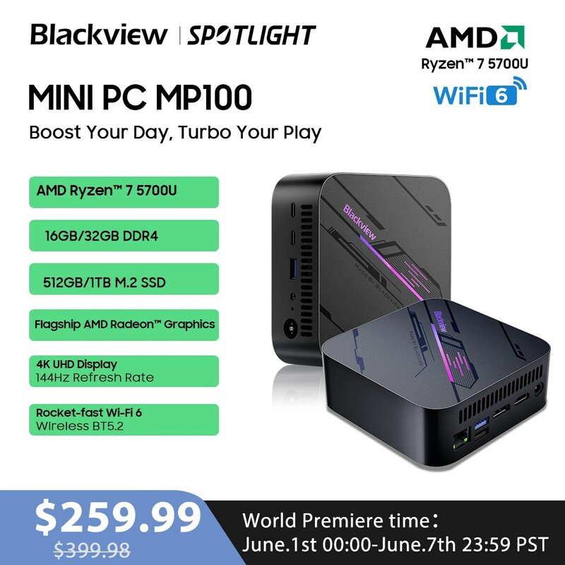 [เวิลด์พรีเมียร์] MP100คอมพิวเตอร์ขนาดเล็ก Blackview เพิ่มสินค้าที่อยากได้เพิ่มลงรถเข็น