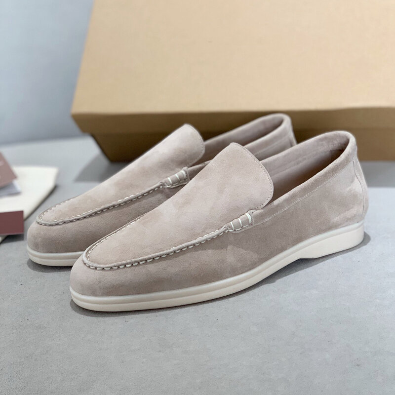 2024 High-Quality Suede Women Men Loafers Fashion Flat Shoes Metal Lock Causal Comfortable Mules shoes Summer Walk Moccasins