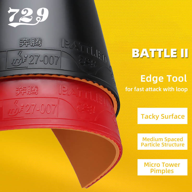 729มิตรภาพ Battle 2 Series ลายกีฬาปิงปองยาง Tacky Professional สิวเสี้ยน-ปิงปองยางสำหรับ Intermediate และ Advanced