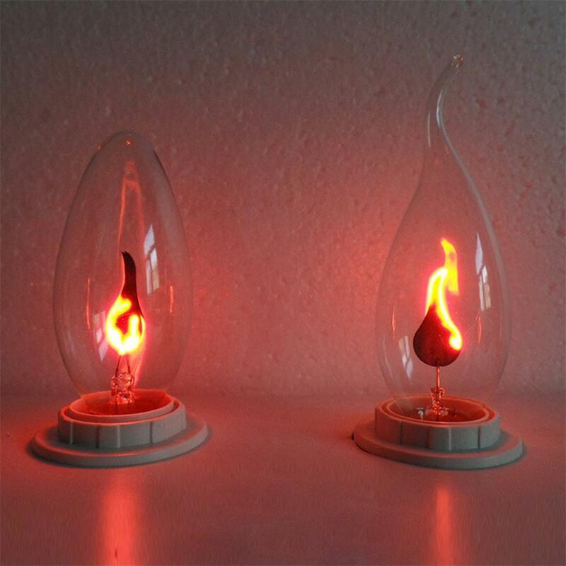 Żarówka LED świeca E14 E27 żarówka ledowa z efektem płomienia AC220V emulacja Edison ogień oświetlenie Vintage wystrój domu ampułka żarówka świeczka