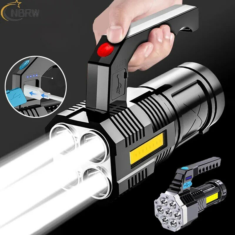Портативный светодиодный фонарик с зарядкой от USB, водонепроницаемый, 4-7 ядер, портативный фонарик с монолитным блоком светодиодов, фонарики для активного отдыха, кемпинга, походов