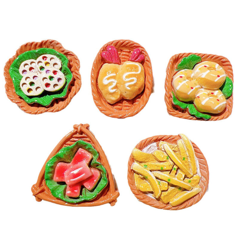 10pcs Simulation Basket Food Toys Resin Accessories Doll House Kitchen Toys DIY Hand Home Decoration Keychains Jewelry Materials