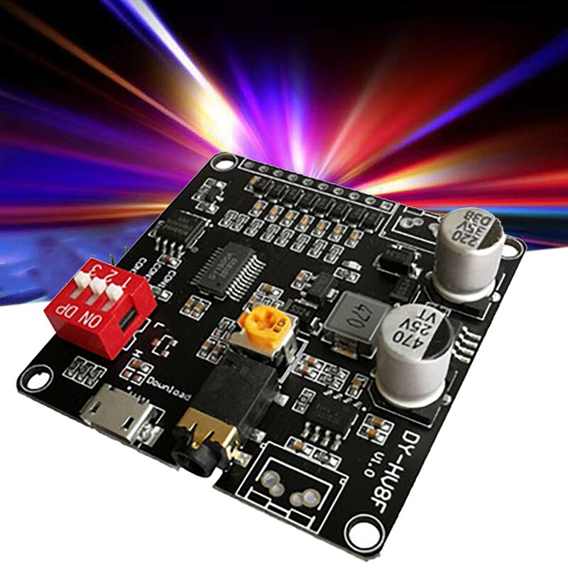 Módulo de reproducción de voz DY-HV8F, 12V/24V, disparador, Control de puerto serie, 10W/20W, con almacenamiento Flash de 8MB, reproductor MP3 para Arduino