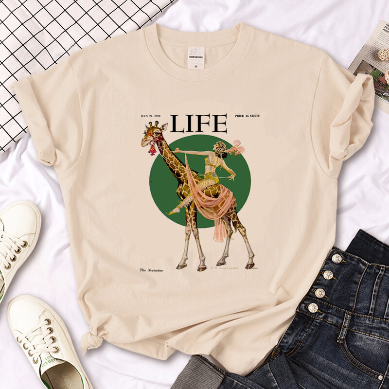 Camiseta de jirafa para mujer, camisetas de cómic para mujer, ropa de calle de los años 2000, ropa de manga