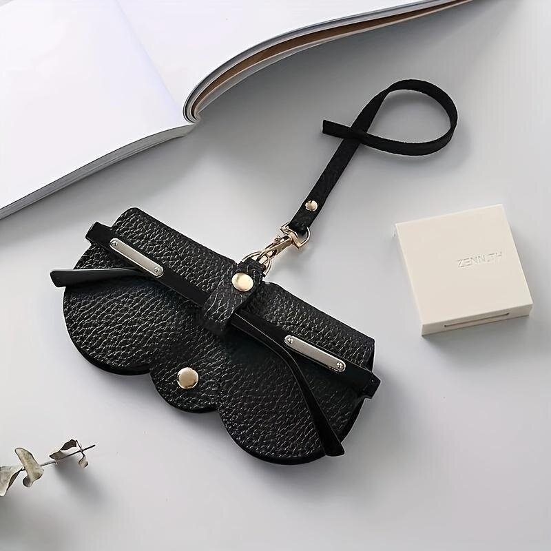 Litchi Embossed Glasses Cover Cute Hanging PU Leather Sunglasses Reading Glasses Storage Bag Portable Travel Eyewear Holder