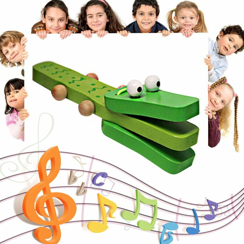 Orff Wereld Krokodil Vorm Houten Castanet Baby Muziekinstrument Cartoon Baby Muziekinstrument Speelgoed Rammelaar Speelgoed