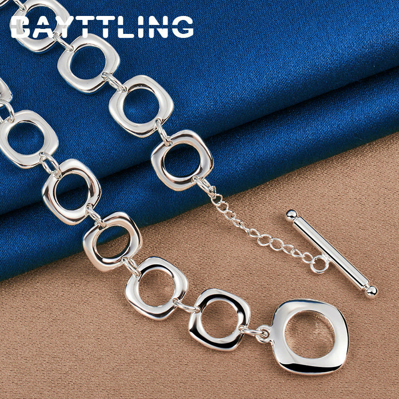 Perak Sterling 925 mewah 20 inci wanita persegi untuk Kalung untuk mode perhiasan hadiah pesta pertunangan pernikahan Natal