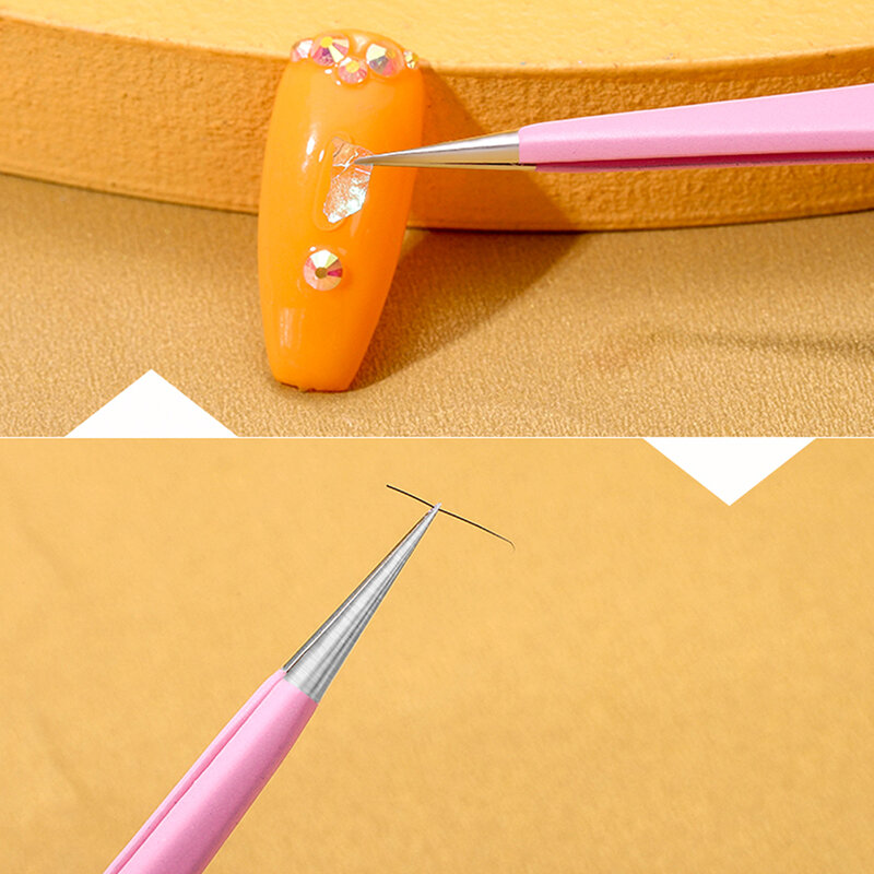 1Pc Nail Tweezers With Silicone Pressing Head For 3D Sticker Rhinestones Picker Straight Curved Manicure Nail Art Tools