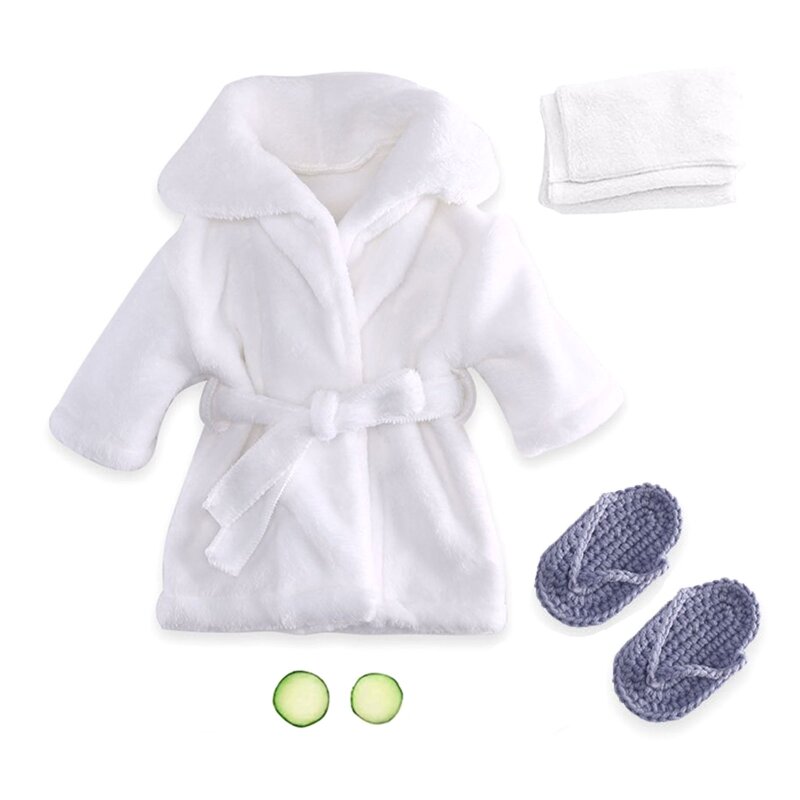 Mooie Pasgeboren Outfit Fotografie Prop Baby Badjas Handdoek Komkommer Plakjes Set Douche Cadeau voor 0-3 Motten Baby jongens