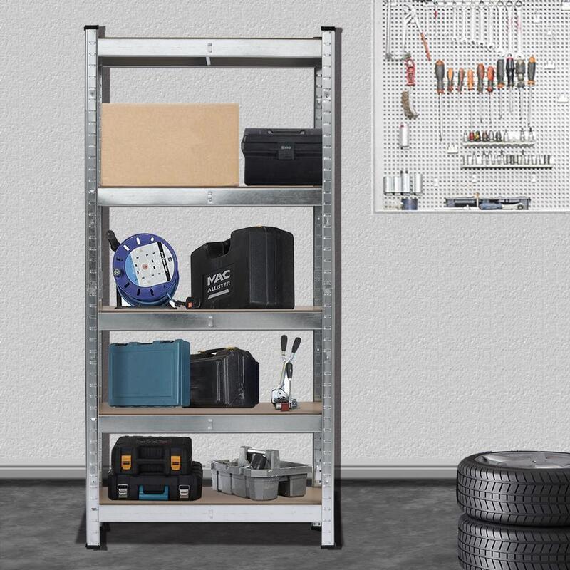 Ajustável Shelving Unit para Garage Storage, Prateleiras Utility Rack, 5 Tiers