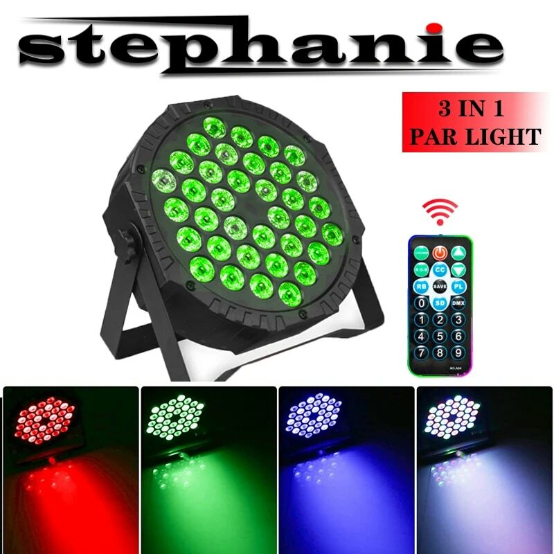 Stephanie-Stage Flat Par Lighting Effect, RGBW, 3in 1, DMX 512, DJ, Disco, Festa, Feriado, Natal, Bar, Clube, Casamento, Show, 36 LED