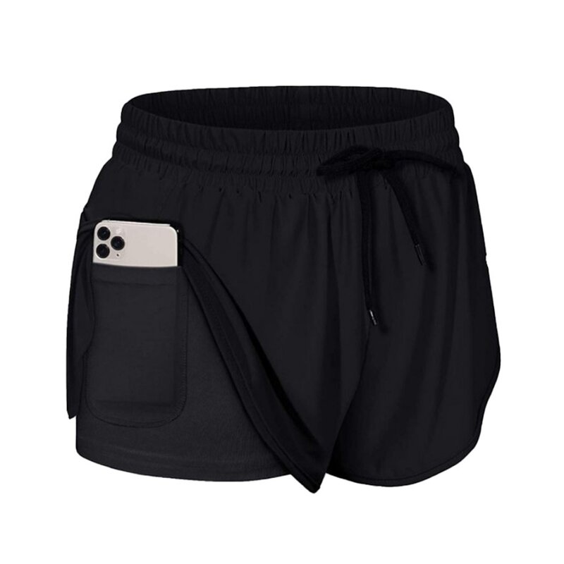 2 in 1 Quick Dry Running Shorts For Women Workout Shorts Double Layer Shorts with Pockets Athletic Yoga Shorts Sport Gym Shorts