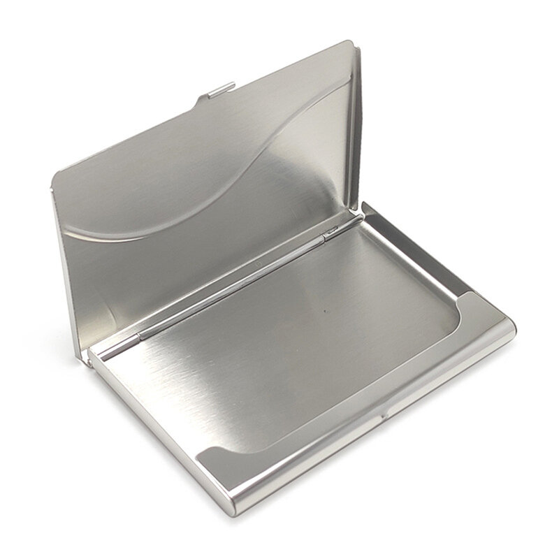Stainless Steel Practical Business Name Card Holder Box With Large Capacity Compact And Portable