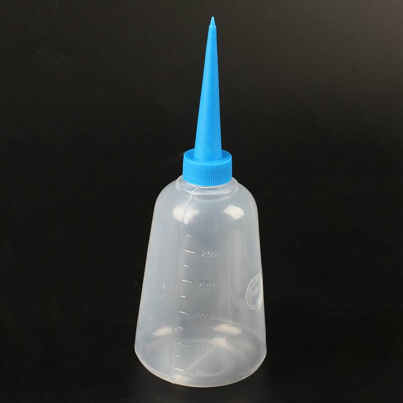 Garrafa aplicadora de cola líquida plástica, branco e azul transparente, 250ml