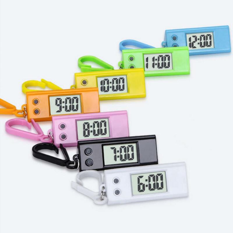 학생 키체인 시계 전자 시계, 사일런트 LCD 디지털 디스플레이, 삼각형 학생 데스크탑 시계 키체인 포켓 시계