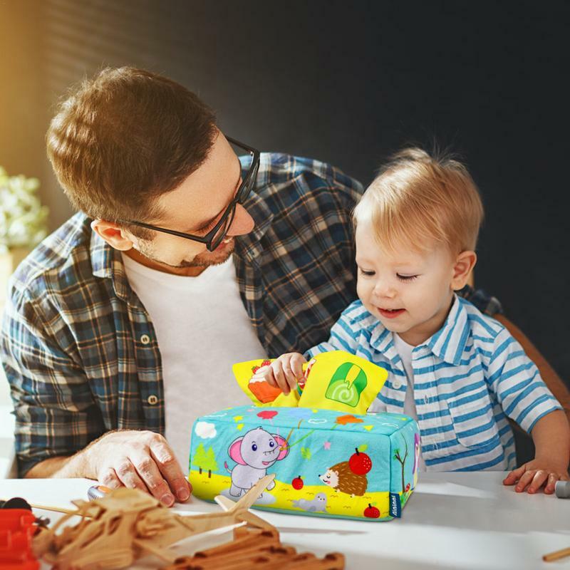 Коробка с салфетками для новорожденных, игрушечная сенсорная коробка с распознаванием цветов, обучающая игрушка для дошкольного обучения для путешествий, дома, кемпинга и автомобиля