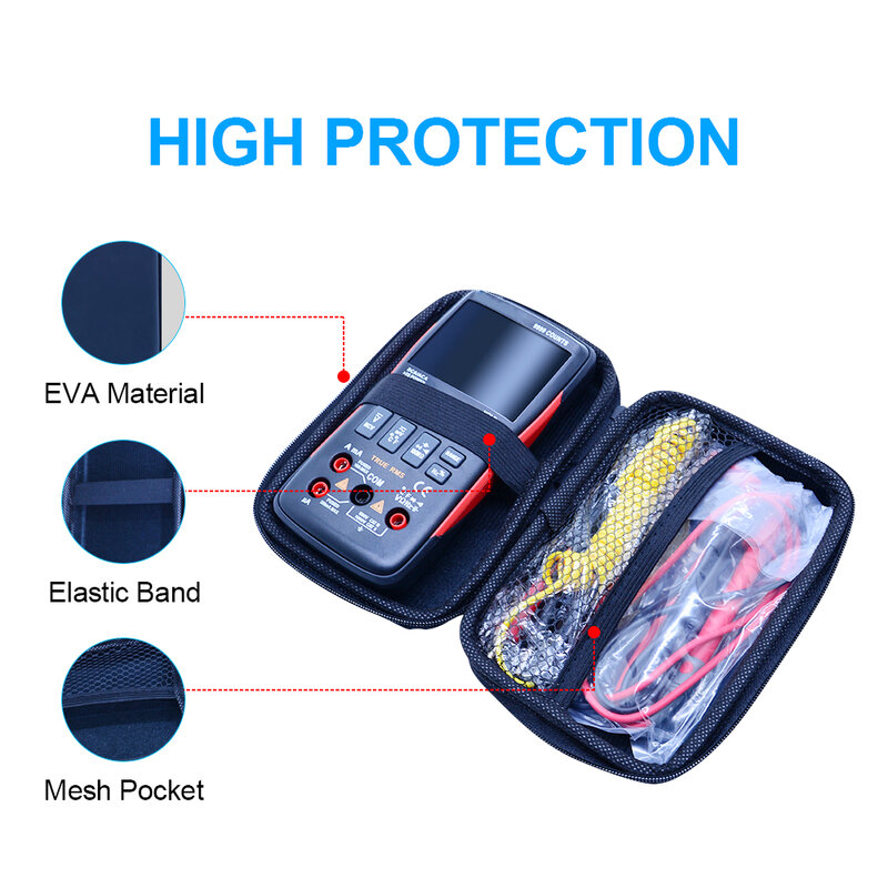 Xin Tester Sarung Peralatan EVA Keras untuk Multimeter, Kotak Tas Penyimpan Jala Kulit Tahan Air 152*85*45Mm//