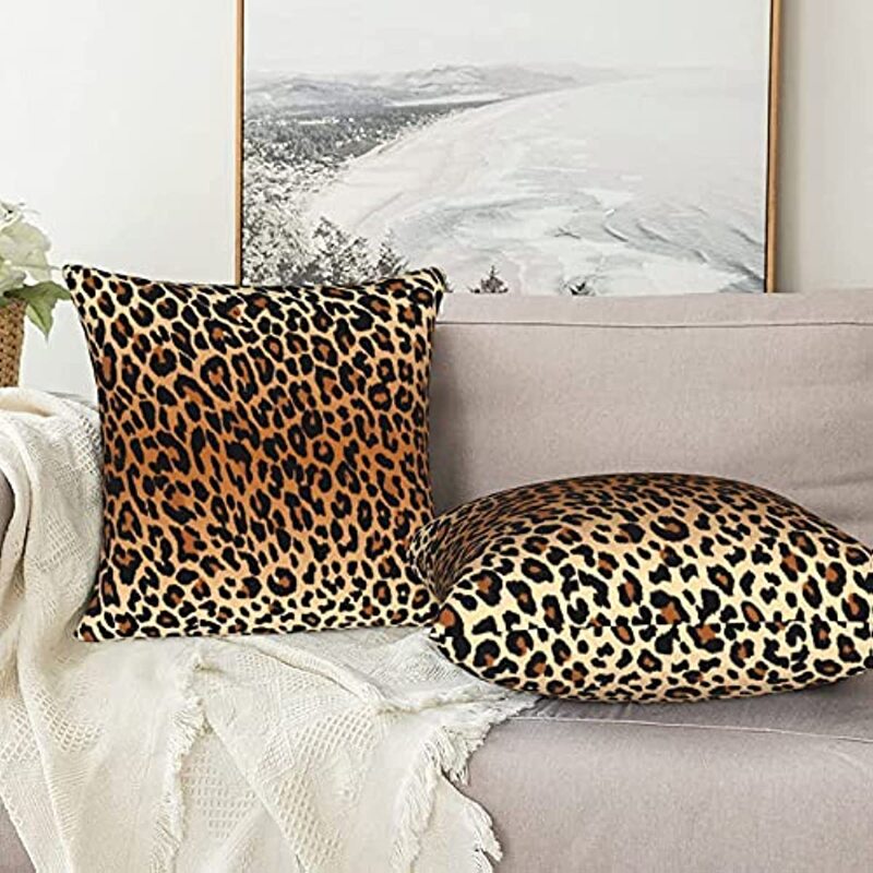 Leopard Throw Pillow Cover 2 Pcs Cheetah Print Pillow case Plush Soft Faux Fur Animal Skin Pillows Decorative Cushion Cover