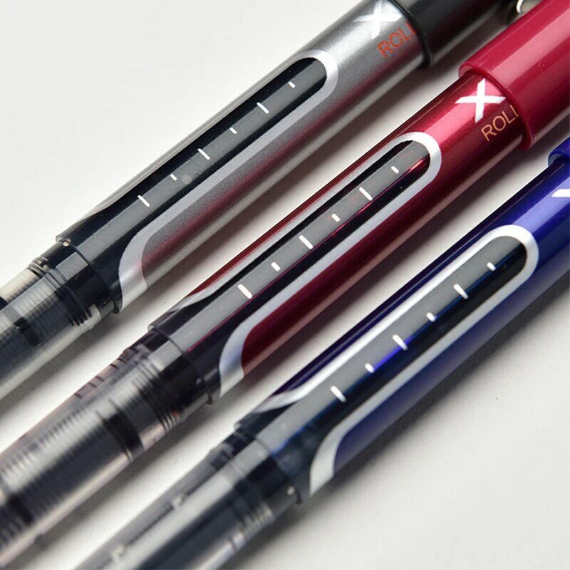 3 pz/set Kawaii Straight Liquid Rollerball Pen 0.5mm grande capacità blu/nero/rosso inchiostro penna Gel scuola forniture di cancelleria per ufficio