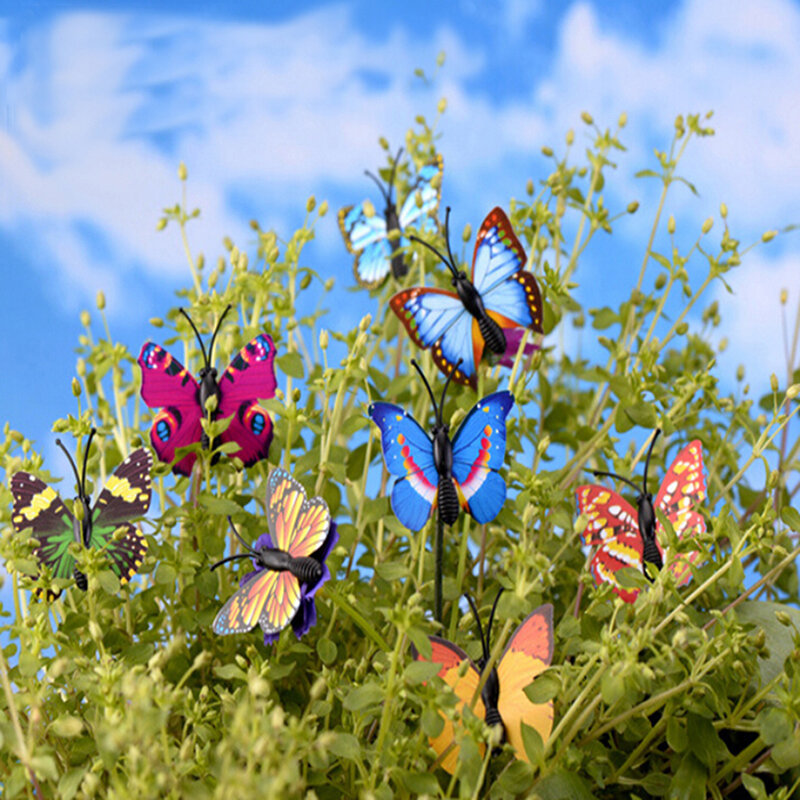 Miniatur kupu-kupu campuran kecil 4X, ornamen taman peri, dekorasi kerajinan DIY lanskap mikro