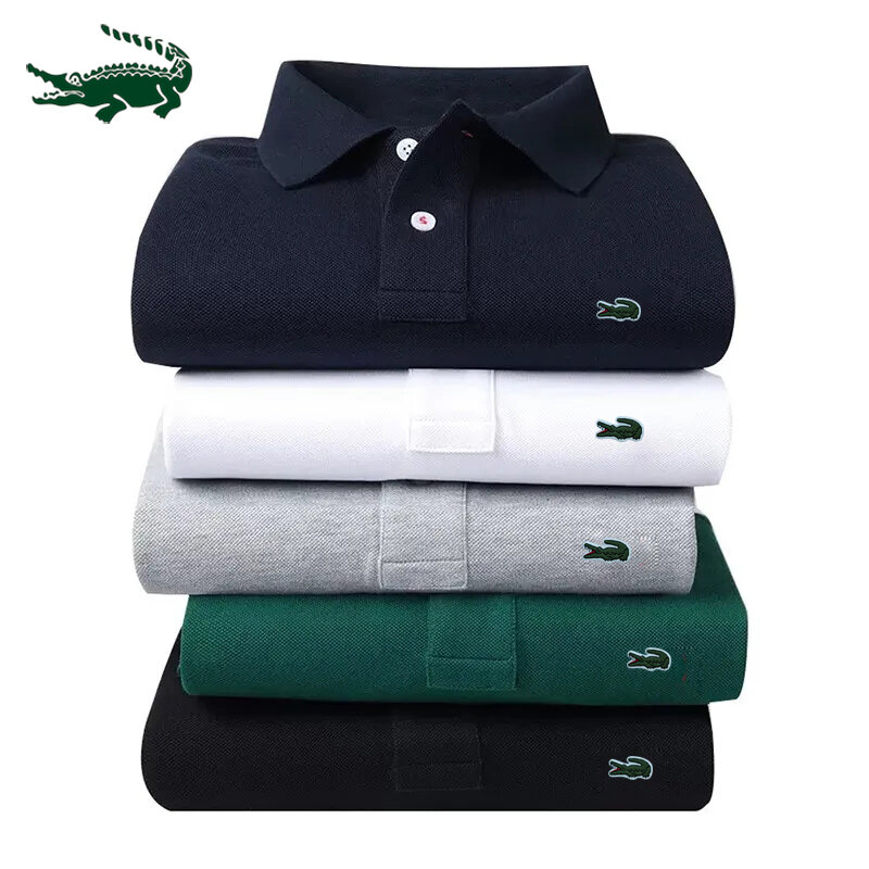 Wysokiej jakości męska bawełniana haftowana koszulka polo 2024 lato nowa wysokiej klasy biznes casual klapa krótki rękaw t-shirt top S-6XL