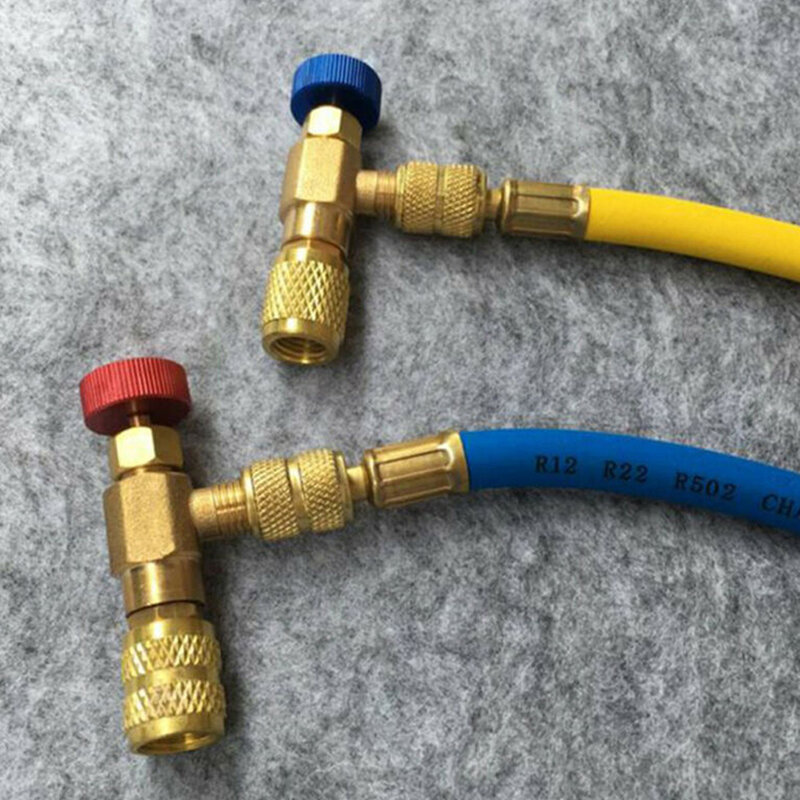 Refrigeration Charging Air Conditioning Adapter For R410A R22 1/4" Liquid Safety Valve Hose R22 Copper Adapter Hand Tool Parts
